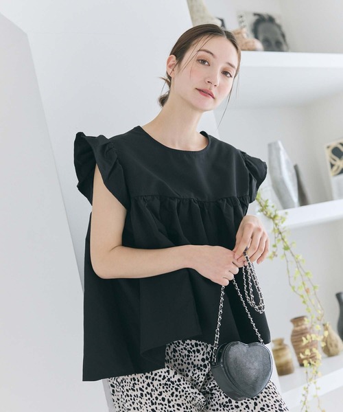 fifth(フィフス)の「フリルスリーブチュニック(シャツ/ブラウス・レディース・ブラック/ホワイト・M)」の18枚目の写真