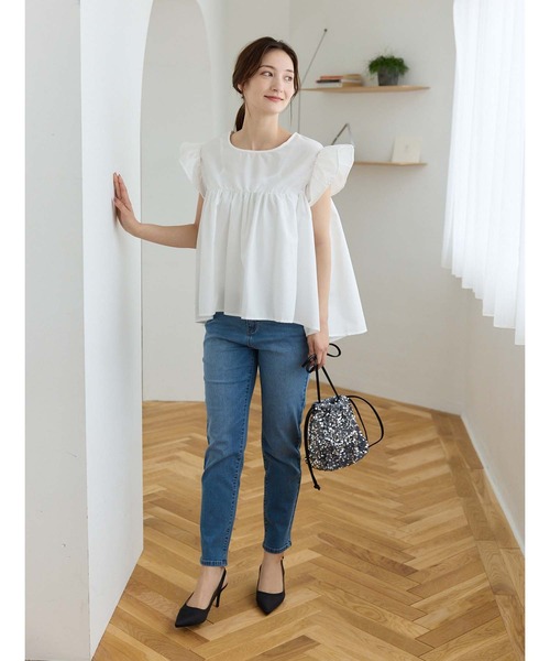 fifth(フィフス)の「フリルスリーブチュニック(シャツ/ブラウス・レディース・ブラック/ホワイト・M)」の16枚目の写真