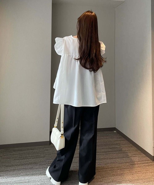 fifth(フィフス)の「フリルスリーブチュニック(シャツ/ブラウス・レディース・ブラック/ホワイト・M)」の22枚目の写真