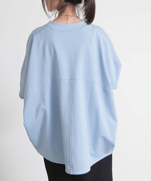 and it_（アンドイット）の「ミニ裏毛半袖プルオーバー（スウェット・レディース・チャコール/ホワイト/サックスブルー/杢グレー・FREE）」の7枚目の写真