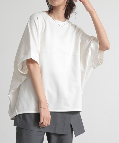 and it_（アンドイット）の「ミニ裏毛半袖プルオーバー（スウェット・レディース・チャコール/ホワイト/サックスブルー/杢グレー・FREE）」の8枚目の写真