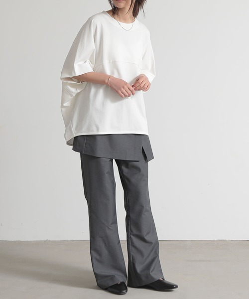 and it_（アンドイット）の「ミニ裏毛半袖プルオーバー（スウェット・レディース・チャコール/ホワイト/サックスブルー/杢グレー・FREE）」の10枚目の写真