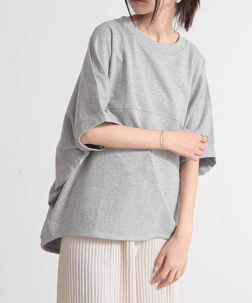 and it_（アンドイット）の「ミニ裏毛半袖プルオーバー（スウェット・レディース・チャコール/ホワイト/サックスブルー/杢グレー・FREE）」の12枚目の写真