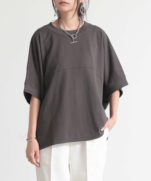 and it_（アンドイット）の「ミニ裏毛半袖プルオーバー（スウェット・レディース・チャコール/ホワイト/サックスブルー/杢グレー・FREE）」の16枚目の写真