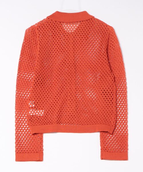 AZUL by moussy(アズールバイマウジー)の「メッシュポロニット(カーディガン/ボレロ・レディース・オレンジ/ブラック/アイボリー・FREE)」の4枚目の写真