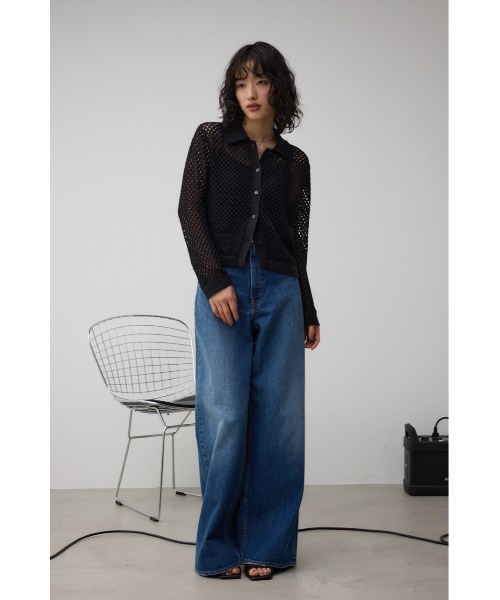 AZUL by moussy(アズールバイマウジー)の「メッシュポロニット(カーディガン/ボレロ・レディース・オレンジ/ブラック/アイボリー・FREE)」の17枚目の写真