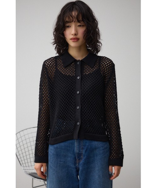 AZUL by moussy(アズールバイマウジー)の「メッシュポロニット(カーディガン/ボレロ・レディース・オレンジ/ブラック/アイボリー・FREE)」の18枚目の写真