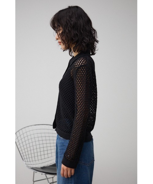 AZUL by moussy(アズールバイマウジー)の「メッシュポロニット(カーディガン/ボレロ・レディース・オレンジ/ブラック/アイボリー・FREE)」の19枚目の写真