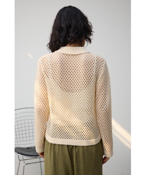 AZUL by moussy(アズールバイマウジー)の「メッシュポロニット(カーディガン/ボレロ・レディース・オレンジ/ブラック/アイボリー・FREE)」の10枚目の写真