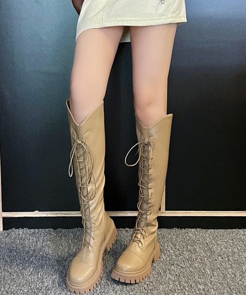 SHEPP（シープ）の「厚底 レースアップ ロングブーツ（ブーツ）」 - WEAR