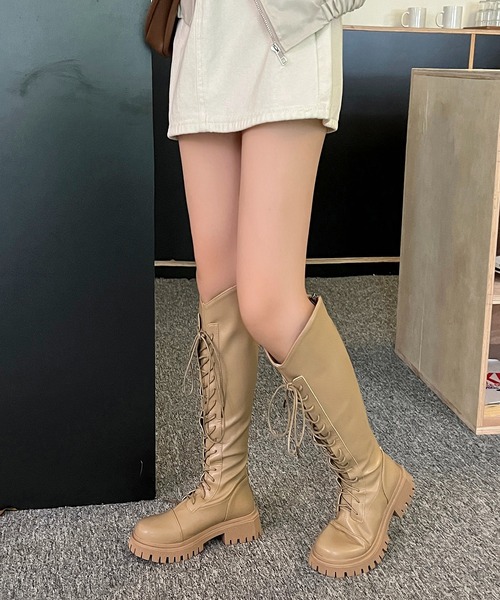 SHEPP（シープ）の「厚底 レースアップ ロングブーツ（ブーツ）」 - WEAR