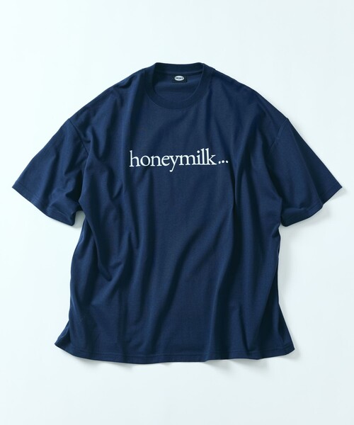 FREAK'S STORE（フリークスストア）の「限定展開 ビッグシルエット ロゴプリント クルーネック Tシャツ / honeymilk（Tシャツ/カットソー・メンズ・ネイビー/チャコールグレー/サックスブルー/ホワイト・SMALL/LARGE/MEDIUM）」の7枚目の写真