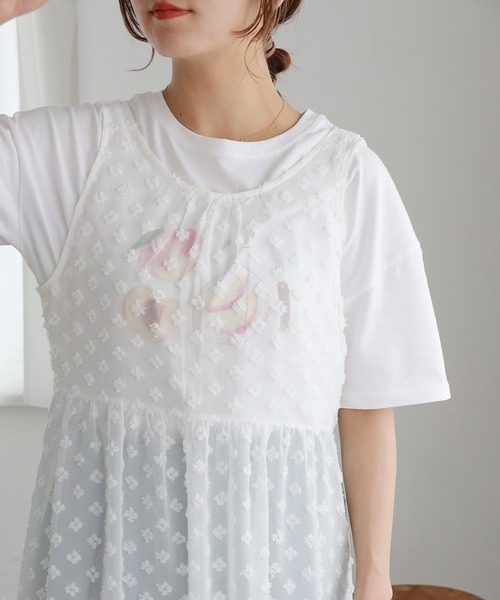 Crisp(クリスプ)の「【ZOZO限定】フラワージャカードシアーワンピース(ワンピース・レディース・ホワイト・FREE)」の3枚目の写真