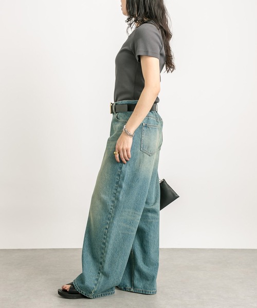 RIVE DROITE（リヴドロワ）の「MONN.:.(モン)/UネックTee（Tシャツ/カットソー・レディース・チャコールグレー/ブラック/ホワイト・FREE）」の22枚目の写真