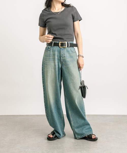 RIVE DROITE（リヴドロワ）の「MONN.:.(モン)/UネックTee（Tシャツ/カットソー・レディース・チャコールグレー/ブラック/ホワイト・FREE）」の20枚目の写真