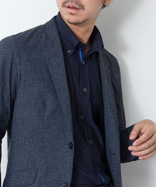 NOLLEY’S（ノーリーズ）の「《ビジカジ対応 / 吸水速乾》テープBD カノコ/サッカー 半袖シャツ（シャツ/ブラウス・メンズ・イエロー/ブルー系その他7/ホワイト系その他4/ホワイト/ネイビー/サックスブルー・M/L/XL/S）」の6枚目の写真