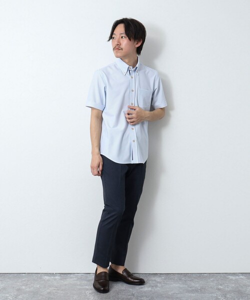 NOLLEY’S（ノーリーズ）の「《ビジカジ対応 / 吸水速乾》テープBD カノコ/サッカー 半袖シャツ（シャツ/ブラウス・メンズ・イエロー/ブルー系その他7/ホワイト系その他4/ホワイト/ネイビー/サックスブルー・M/L/XL/S）」の13枚目の写真