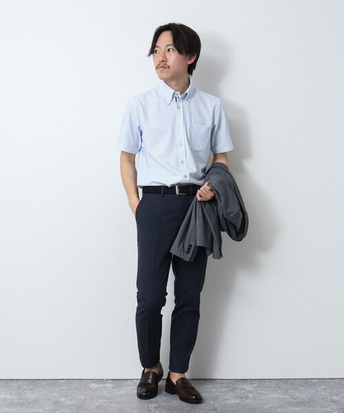 NOLLEY’S（ノーリーズ）の「《ビジカジ対応 / 吸水速乾》テープBD カノコ/サッカー 半袖シャツ（シャツ/ブラウス・メンズ・イエロー/ブルー系その他7/ホワイト系その他4/ホワイト/ネイビー/サックスブルー・M/L/XL/S）」の19枚目の写真