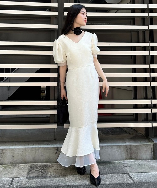 Narcissus(ナルシス)の「シアーマーメイドワンピース/オケージョンドレス(ワンピース・レディース・アイボリー/ブラック・FREE)」の22枚目の写真