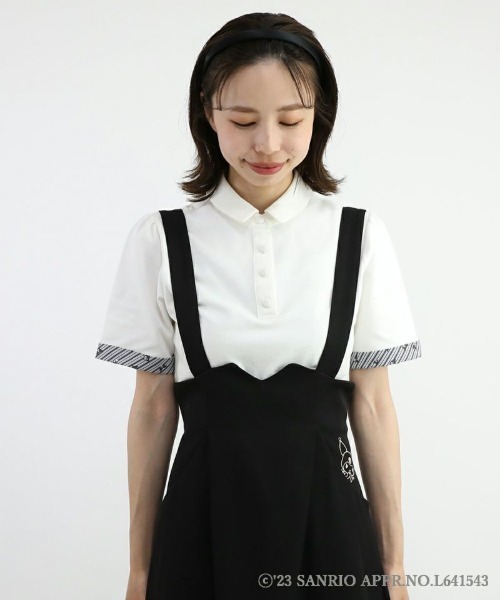 F i.n.t（フィント）の「キャンディーストライプタイポロシャツ/クロミ（ポロシャツ・レディース・ホワイト×ブラック・FREE）」の19枚目の写真