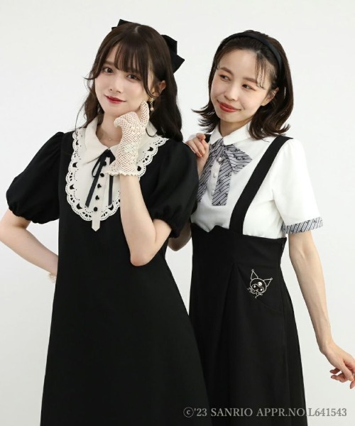 F i.n.t（フィント）の「キャンディーストライプタイポロシャツ/クロミ（ポロシャツ・レディース・ホワイト×ブラック・FREE）」の2枚目の写真