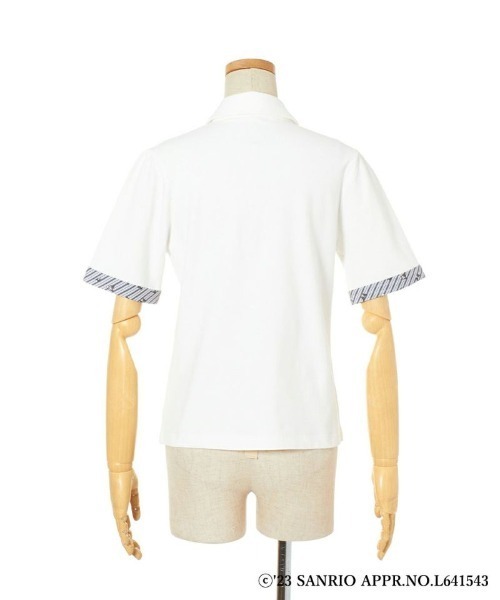 F i.n.t（フィント）の「キャンディーストライプタイポロシャツ/クロミ（ポロシャツ・レディース・ホワイト×ブラック・FREE）」の5枚目の写真