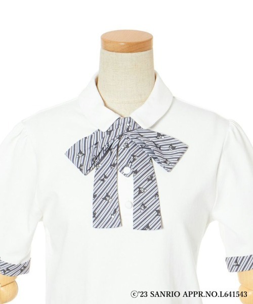 F i.n.t（フィント）の「キャンディーストライプタイポロシャツ/クロミ（ポロシャツ・レディース・ホワイト×ブラック・FREE）」の7枚目の写真