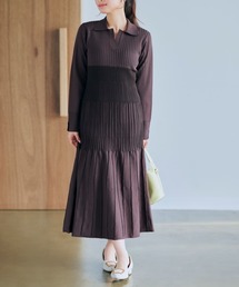 スキッパーカラーニットワンピース