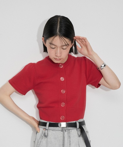 ADAM ET ROPE'（アダムエロペ）の「【洗える】アームカバー付きカーディガン（カーディガン/ボレロ・レディース・ブラック/キナリ/レッド・FREE）」の3枚目の写真