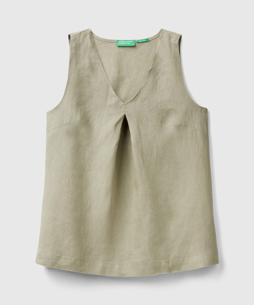 BENETTON (UNITED COLORS OF BENETTON)(ベネトンユナイテッドカラーズオブベネトン)の「リネン100%ノースリーブVネックAラインブラウス(シャツ/ブラウス・レディース・ピンクベージュ/カーキ/イエロー/ブラック・SMALL/MEDIUM/X-SMALL/XX-SMALL)」の10枚目の写真