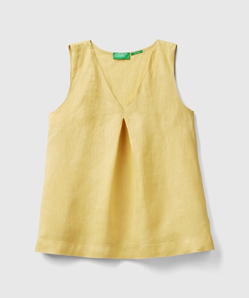 BENETTON (UNITED COLORS OF BENETTON)(ベネトンユナイテッドカラーズオブベネトン)の「リネン100%ノースリーブVネックAラインブラウス(シャツ/ブラウス・レディース・ピンクベージュ/カーキ/イエロー/ブラック・SMALL/MEDIUM/X-SMALL/XX-SMALL)」の13枚目の写真