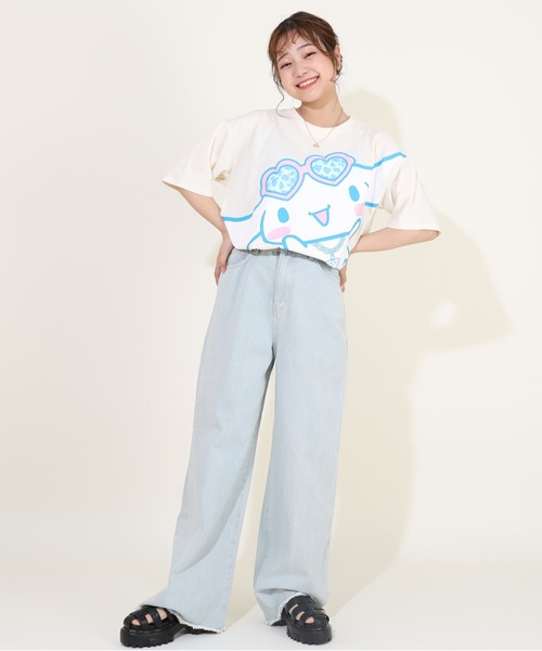 sanrio(サンリオ)の「親子お揃い サンリオ サングラスTシャツ 9578A(Tシャツ/カットソー・レディース・オフホワイト/その他25/パープル/その他24・L/S/M)」の12枚目の写真