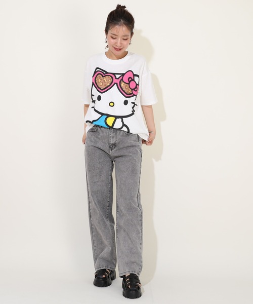 sanrio(サンリオ)の「親子お揃い サンリオ サングラスTシャツ 9578A(Tシャツ/カットソー・レディース・オフホワイト/その他25/パープル/その他24・L/S/M)」の18枚目の写真