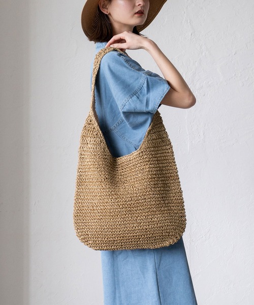 VitaFelice（ヴィータフェリーチェ）の「ペーパーバルーントートバッグ（かごバッグ・レディース・ナチュラル/ダークベージュ・FREE）」の2枚目の写真