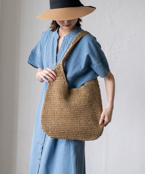 VitaFelice（ヴィータフェリーチェ）の「ペーパーバルーントートバッグ（かごバッグ・レディース・ナチュラル/ダークベージュ・FREE）」の7枚目の写真