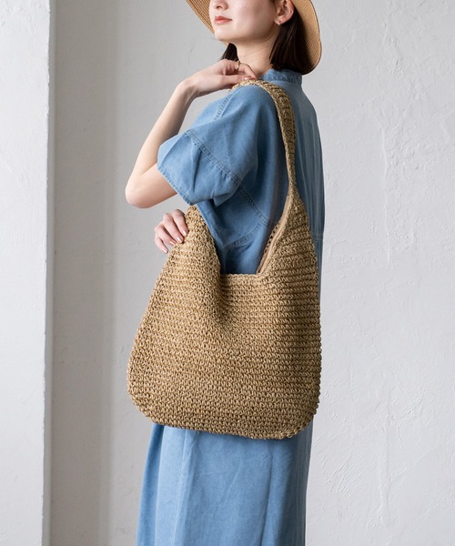 VitaFelice（ヴィータフェリーチェ）の「ペーパーバルーントートバッグ（かごバッグ・レディース・ナチュラル/ダークベージュ・FREE）」の8枚目の写真