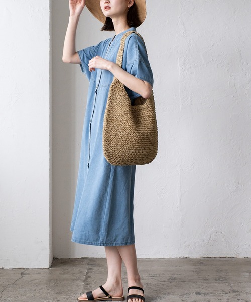 VitaFelice（ヴィータフェリーチェ）の「ペーパーバルーントートバッグ（かごバッグ・レディース・ナチュラル/ダークベージュ・FREE）」の10枚目の写真