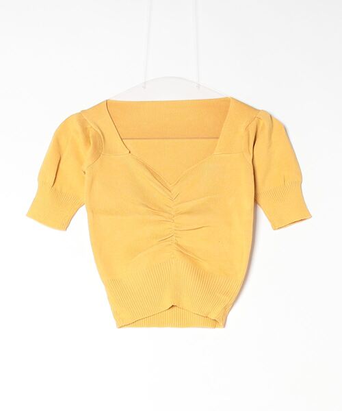 Per sist ence(パーシエンス)の「Vネックフロントシャーリングパフスリーブトップス(Tシャツ/カットソー・レディース・マスタード/レッド/ピンク/ホワイト/ブラック/アイボリー・FREE)」の20枚目の写真