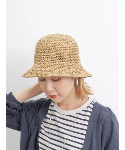 Samansa Mos2 blue（サマンサモスモスブルー）の「細編みペーパーハット（ハット・レディース・キナリ/グレー/ベージュ・F）」の3枚目の写真