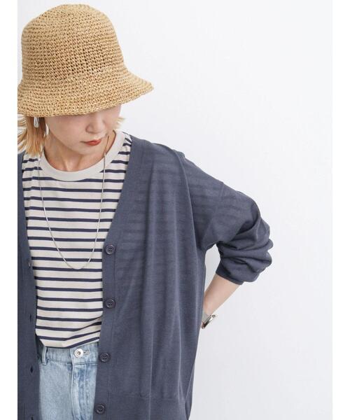 Samansa Mos2 blue（サマンサモスモスブルー）の「細編みペーパーハット（ハット・レディース・キナリ/グレー/ベージュ・F）」の4枚目の写真