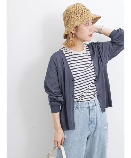 Samansa Mos2 blue（サマンサモスモスブルー）の「細編みペーパーハット（ハット・レディース・キナリ/グレー/ベージュ・F）」の6枚目の写真