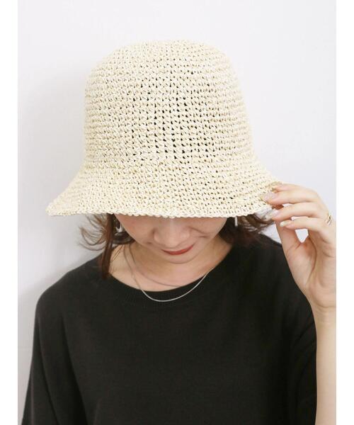 Samansa Mos2 blue（サマンサモスモスブルー）の「細編みペーパーハット（ハット・レディース・キナリ/グレー/ベージュ・F）」の7枚目の写真
