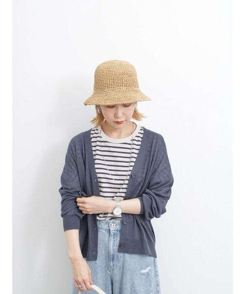 Samansa Mos2 blue（サマンサモスモスブルー）の「細編みペーパーハット（ハット・レディース・キナリ/グレー/ベージュ・F）」の10枚目の写真