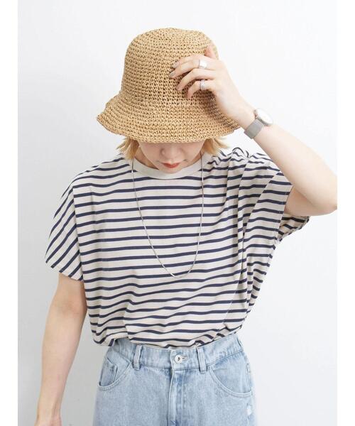 Samansa Mos2 blue（サマンサモスモスブルー）の「細編みペーパーハット（ハット・レディース・キナリ/グレー/ベージュ・F）」の12枚目の写真