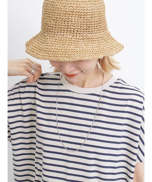 Samansa Mos2 blue（サマンサモスモスブルー）の「細編みペーパーハット（ハット・レディース・キナリ/グレー/ベージュ・F）」の13枚目の写真