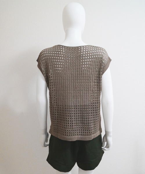 Miniministore(ミニミニストア)の「メッシュ編みニット Vネックサマーニット(ニット/セーター・レディース・ホワイト/ブラック/グレー/モカ・FREE)」の10枚目の写真