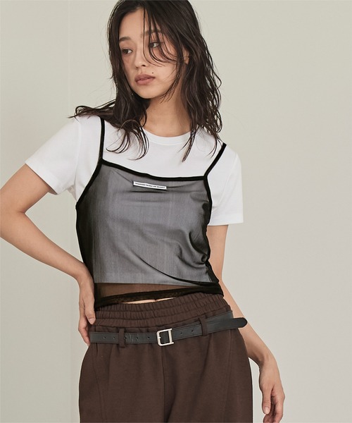 miette(ミエット)の「ロゴタグシアーキャミソールビスチェ(キャミソール・レディース・ライトパープル/オフホワイト/ブラック/ライトベージュ・FREE)」の21枚目の写真