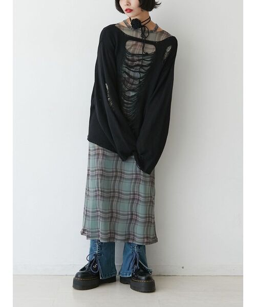 jouetie(ジュエティ)の「チェックパターンシアーマキシワンピース(ワンピース・レディース・グリーン/レッド・MEDIUM)」の11枚目の写真