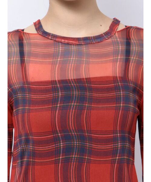 jouetie(ジュエティ)の「チェックパターンシアーマキシワンピース(ワンピース・レディース・グリーン/レッド・MEDIUM)」の5枚目の写真