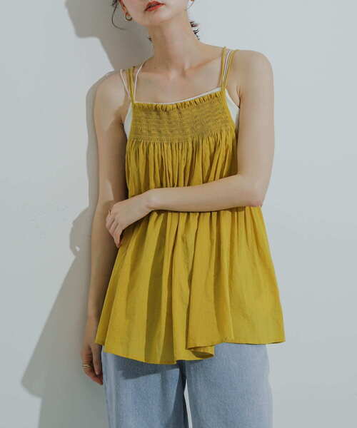 SENSE OF PLACE by URBAN RESEARCH（センスオブプレイスバイアーバンリサーチ）の「インドシャーリングキャミトップ（キャミソール・レディース・ブラック/グリーン/イエロー・ONE）」の3枚目の写真